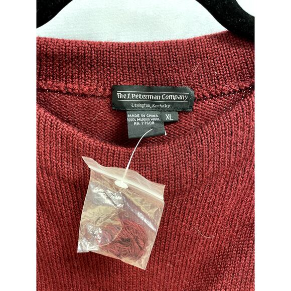 THE J PETERMAN CO NEW Merino Wool Crewneck Pullover Sweater in Maroon Men's XL - Picture 6 of 8